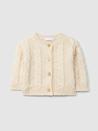 LARANJINHA GEBREIDE GILET MET KABELMOTIEF BEIGE