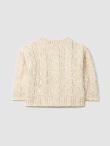 LARANJINHA GEBREIDE GILET MET KABELMOTIEF BEIGE