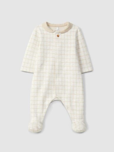 LARANJINHA KRUIPPAKJE MET RUITPRINT EN RONDE KRAAG BEIGE