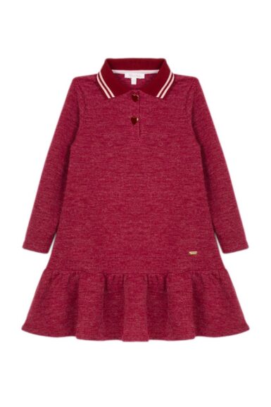 PATACHOU KLEEDJE MET STREEPJESDETAIL EN HARTKNOOPJES BORDEAUX