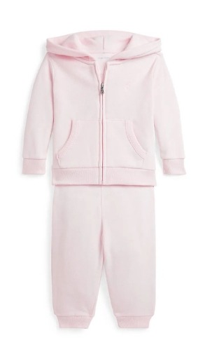 RALPH LAUREN HOODIE MET RITS EN JOGGINGBROEK - ROZE
