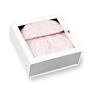 FIRST ENGELEN KRUIPPAKJE + MUTS ROZE FLUWELEN CADEAUSET