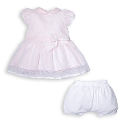 FIRST KLEEDJE CHIC MET BROEKJE WHITE-PINK