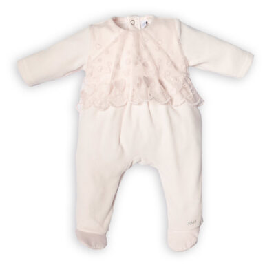 FIRST KRUIPPAKJE VELVET EN TULLE BLUSH PINK