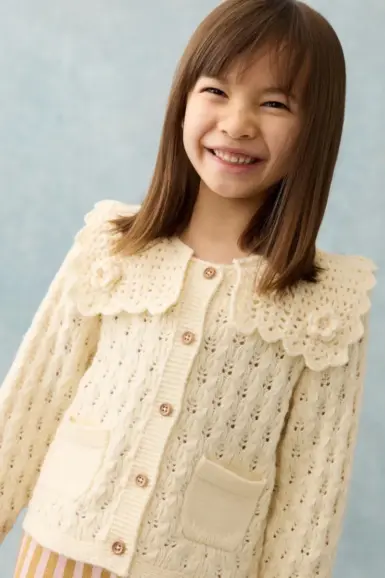 LOUISE MISHA GEBREIDE GILET ANOUCHKA CREAM