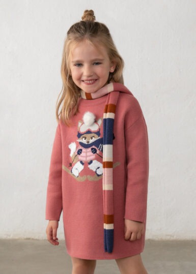 MAYORAL SETJE GEBREIDE JURK MET SJAAL DUSTY PINK