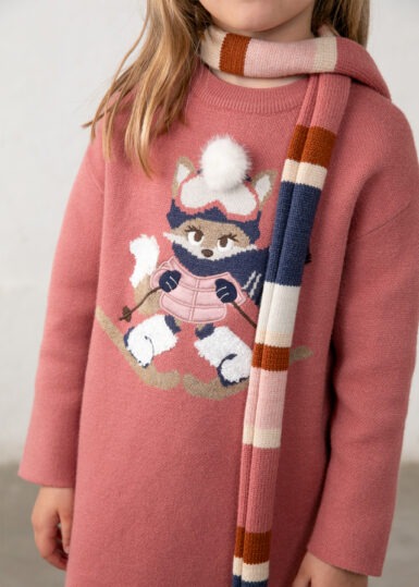 MAYORAL SETJE GEBREIDE JURK MET SJAAL DUSTY PINK