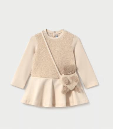 MAYORAL SETJE KLEEDJE MET HANDTAS IN TEDDYBEERVORM BEIGE