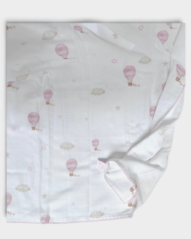 POETREE LITTLE VOYAGER 120X120 SWADDLE DOEK PINK