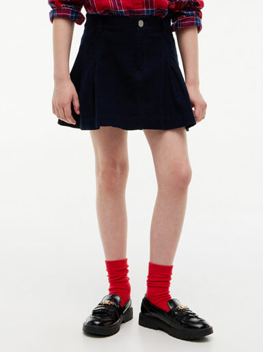 TOMMY HILFIGER CORDUROY ROK MET PLOOIEN DARK BLUE