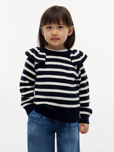 TOMMY HILFIGER RELAXED FIT TRUI MET RUCHES DARK BLUE STRIPE