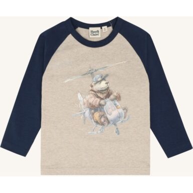 HUST & CLAIRE T-SHIRT LANGE MOUW HELIKOPTER ANTON BLUE