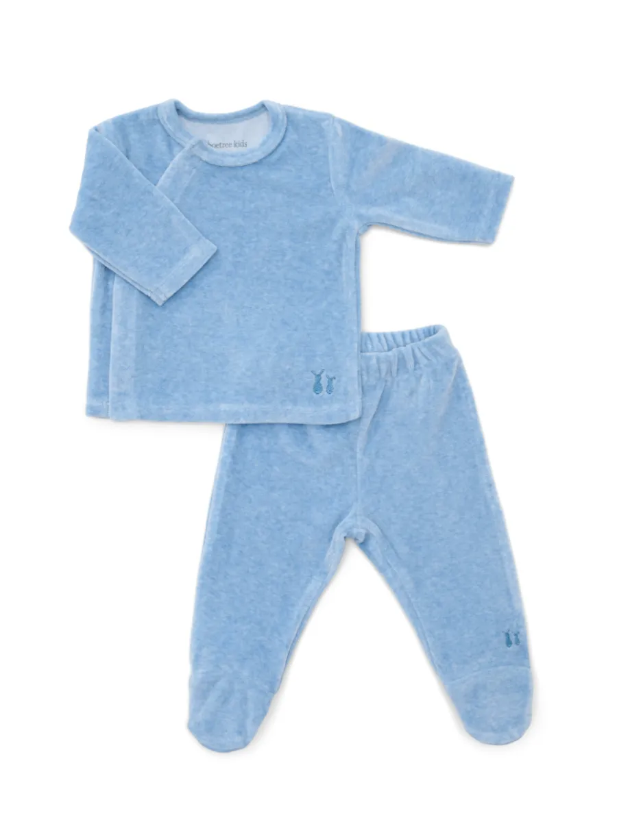 POETREE COMFY VELOURS BABY SET DENIM BLUE