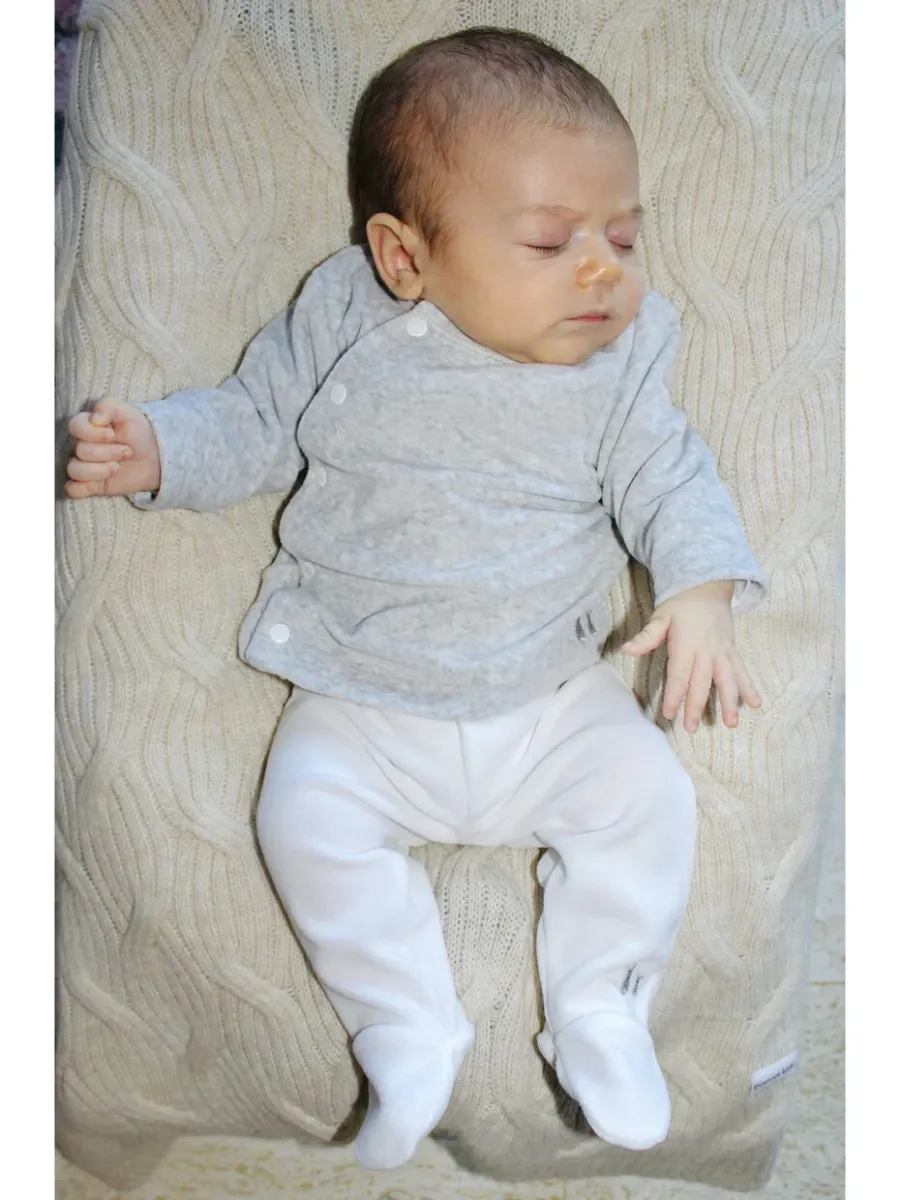 POETREE COMFY VELOURS BABY SET GREY MELANGE