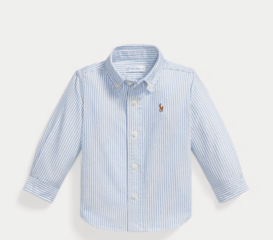 RALHP LAUREN HEMD OXFORD GESTREEPT LIGHT BLUE