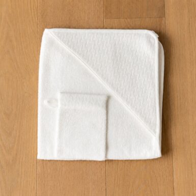LIVING NATURE BADCAPE + WASHAND JACQUARD ECRU PURE COLLECTIE