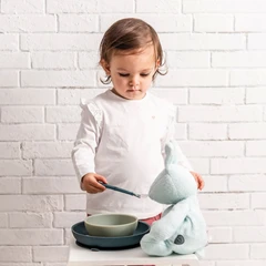 NATTOU EETSET 4 STUKS EN SLABBETJE BLAUW