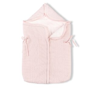 FIRST WIEGNESTJE GEBREID CASHMERE KABEL 80CM BLUSH PINK