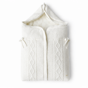 FIRST WIEGNESTJE GEBREID CASHMERE KABEL 80CM OFF WHITE