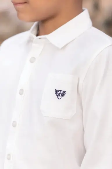 TARTINE ET CHOCOLAT SHIRT ECRU COTTON POINTED COLLAR EMBRODERY